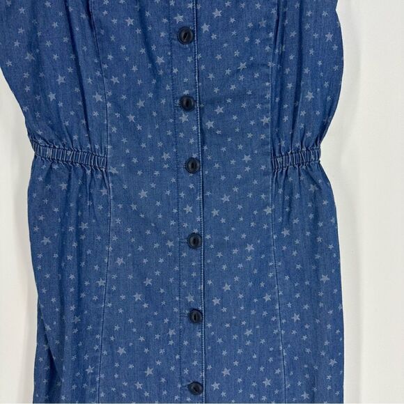 MADEWELL Denim Tie-Strap Button-Front Sundress in Star Jacquard Sz 0 - Picture 8 of 12